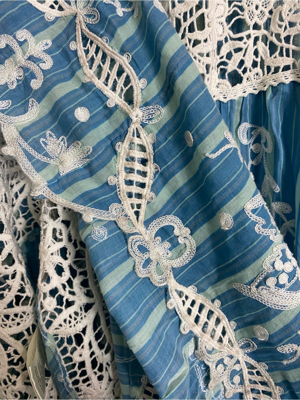 Free People Blue Bonnet Maxi Dress Embroidered Floral Striped Sundress Small - Picture 12 of 16